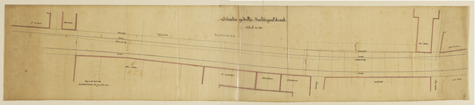 216288 Kaart van de Nachtegaalstraat tussen de Parkstraat en de Lucasbrug te Utrecht; met weergave van de percelen met ...